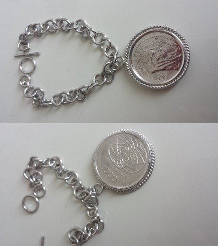 Bracciale argento 925 moneta - bracciale,